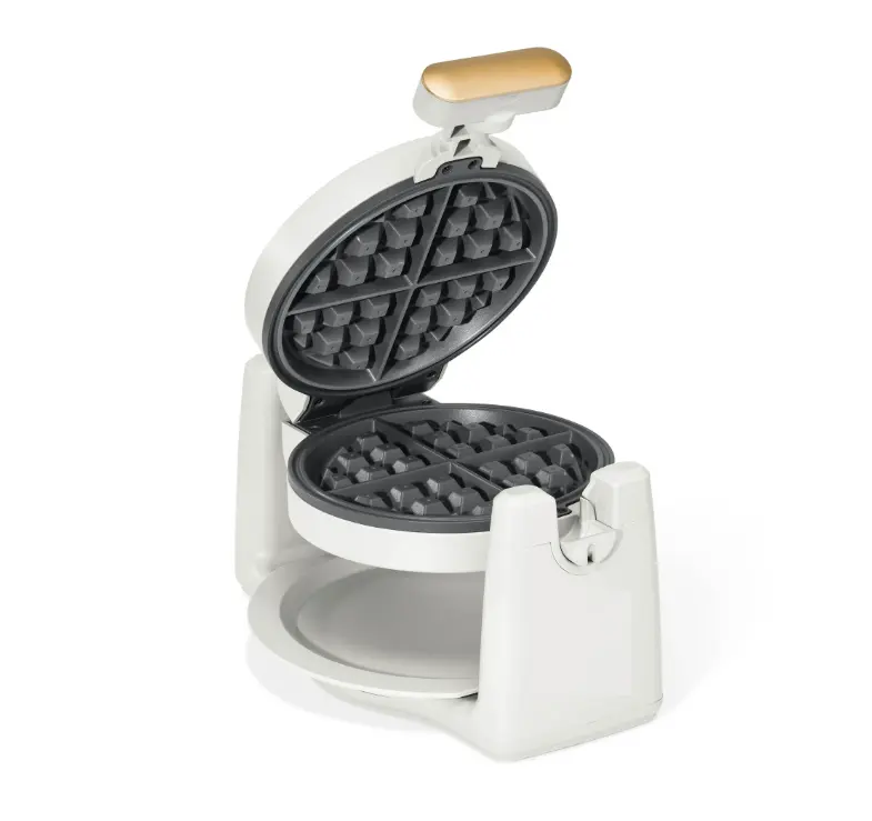 Drew Barrymore Rotating Belgian Waffle Maker - Black Sesame, 5-Waffle Capacity, Non-Stick Plates, Indicator Lights, Specialty Kitchen Appliance