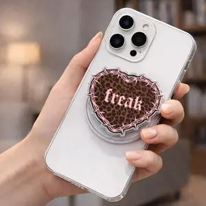 Freak Aesthetic Phone Grip MagSafe, Leopard Print Heart Grip, Y2K Grunge Phone Holder, Edgy Cute Girl Gift
