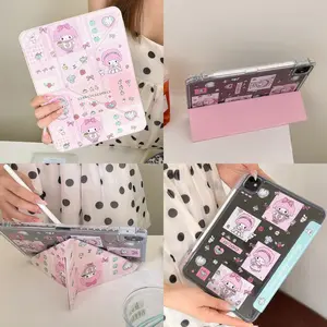 Cute Strawberry Lamb iPad Case, Soft Acrylic Protective Cover for iPad 11th Gen Pro, Air 7/6 with Pen Slot, Anti-Bend Design, Ipad Tablet Accessories