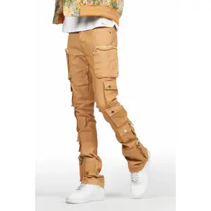 Konrad Beige Coated Stacked Flare Jean