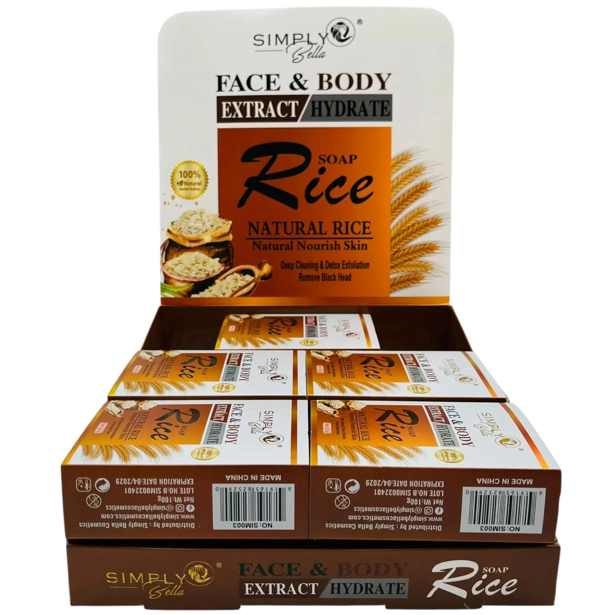 Simply Bella Natural Rice Soap - Wholesale Display 12 Units (SIM003)