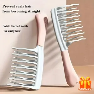 Double Wide Tooth Hair Comb Set for Long Curly Hair, Fashionable and Light Blue Combs with Abs Handle, Perfect Gift for Friends, Hair Detangling Comb
