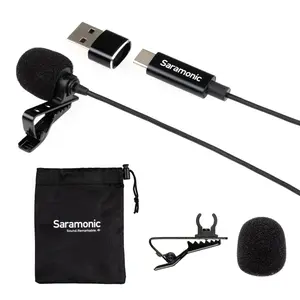 Saramonic LavMicro-U Lavalier Mic w/ 6.6' USB-C Cable & USB Adapter for iPhone 15, Android, iPad & Computers