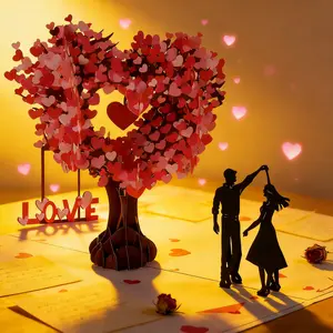 Pop Up Anniversary Card, 3D  Valentine's Day Anniversary Card with Love Tree & Hearts - Wedding Card for Wife, Husband, or Couple| Romantic Gift for Anniversary, Valentine's, Birthday (6x8 inch)