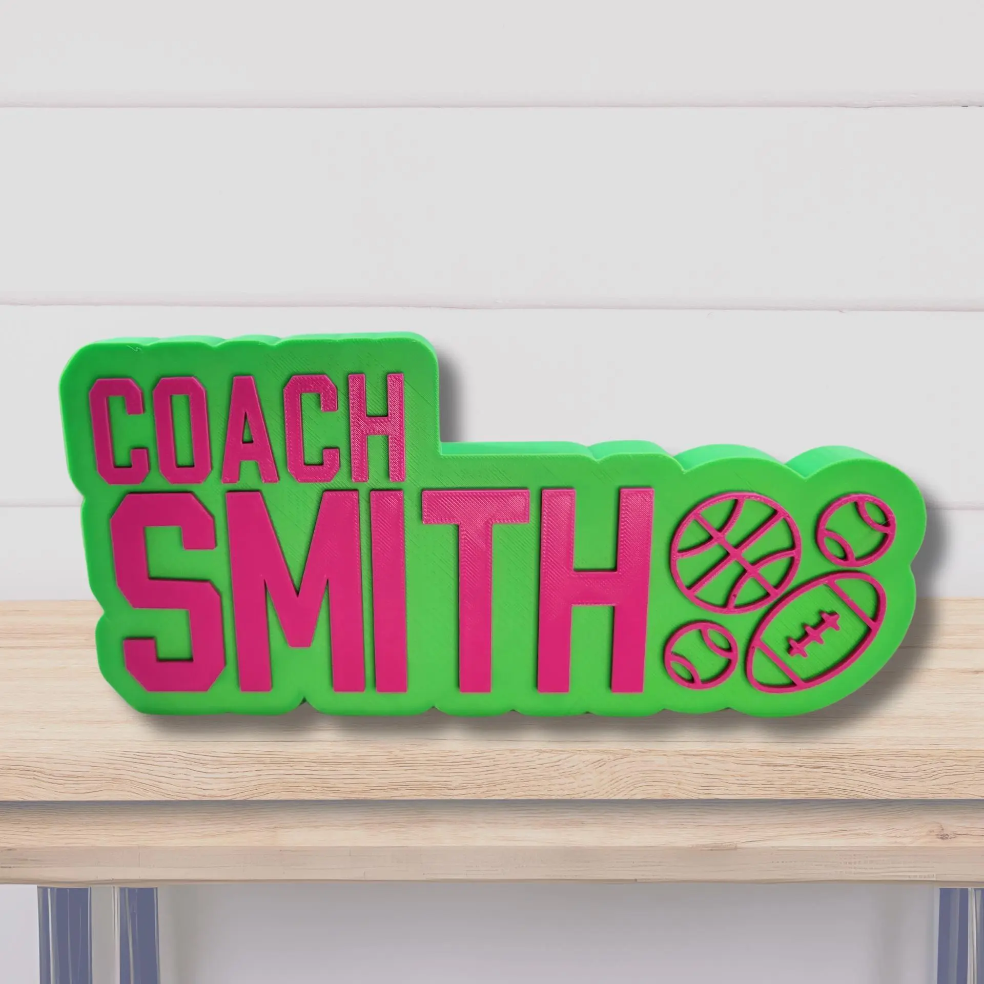 Custom PE Coach Name Plate: 3D Printed Teacher Desk Decor