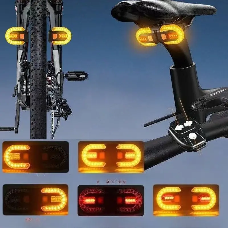 Detachable Wireless Bike Turn Signals - 30-Lumen LEDs, USB-C Rechargeable & IPX6 Waterproof | E-Bike/Mountain Bike, Bike Blinker, Ebike Accessories
