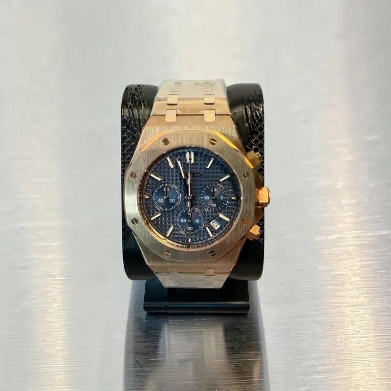 Custom Chronograph Style Watch - VK63 Mecha-Quartz Movement - Brushed Stainless Steel - Rose Gold chronograph wristwatch luxury automatic