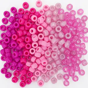 1000PCS 6x9mm Pink Pony Beads Bulk, Bracelet Kit, Kandi Beads, Hair Braids, Jewelry Making