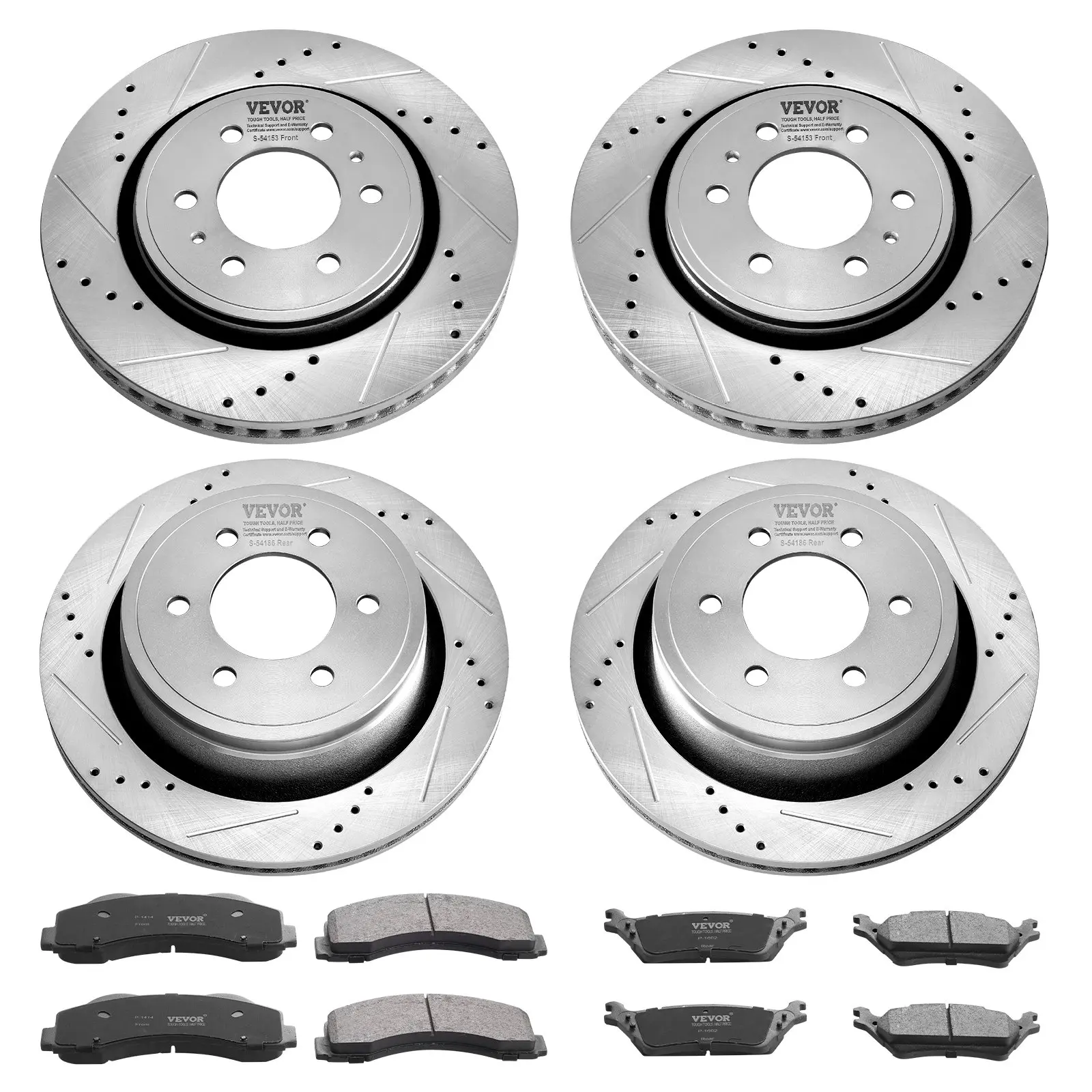 VEVOR Front and Rear Brake Kit Compatible with 2012-2020 Ford F-150(MPB Only), Drilled and Slotted Brake Rotors Ceramic Brake Pads Replacement, 13.8" Front Rotors 13.7" Rear RotorsSummervibes