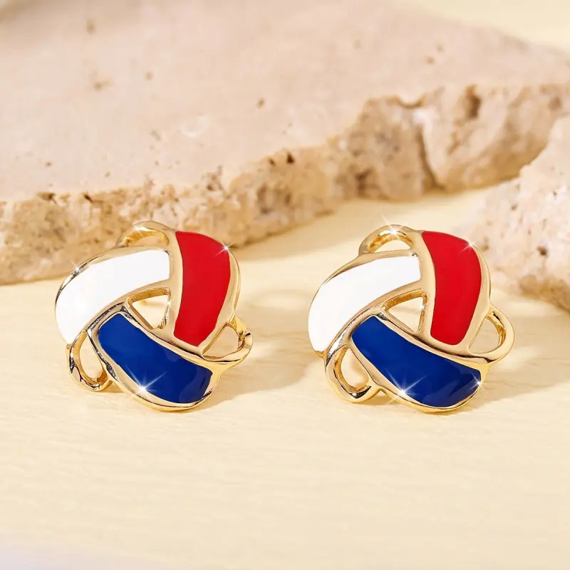 Red, white, and blue Independence Day colored stainless steel earrings, made with non-fading materials, suitable for daily wear, holidays, and as gifts for both men and women, Independence Day party jewelry accessories, Fashionable Earrings