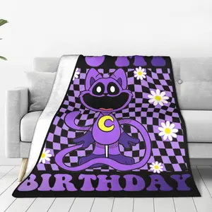 Funny Its My Birthday  Throw Blanket for Couch Smiling Catnap Soft Fuzzy Plush Blanket