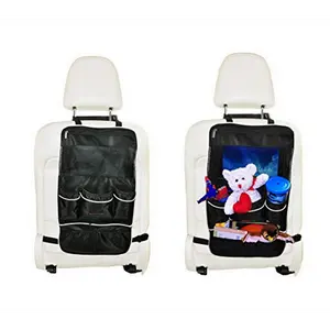 Mandala Crafts Car Backseat Organizer Kick Mat Back Seat Protector for Kids, Black, Pack of 2