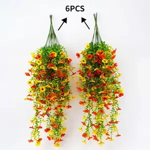 6pcs UV Resistant Artificial Sunflowers, and, Home and Outdoor Decor, Plastic, No Container, No Electricity, Seasonal Decorations