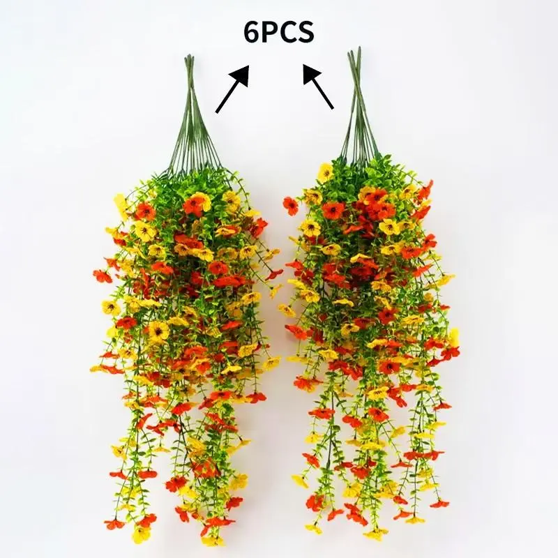 6pcs UV Resistant Artificial Sunflowers, and, Home and Outdoor Decor, Plastic, No Container, No Electricity, Seasonal Decorations