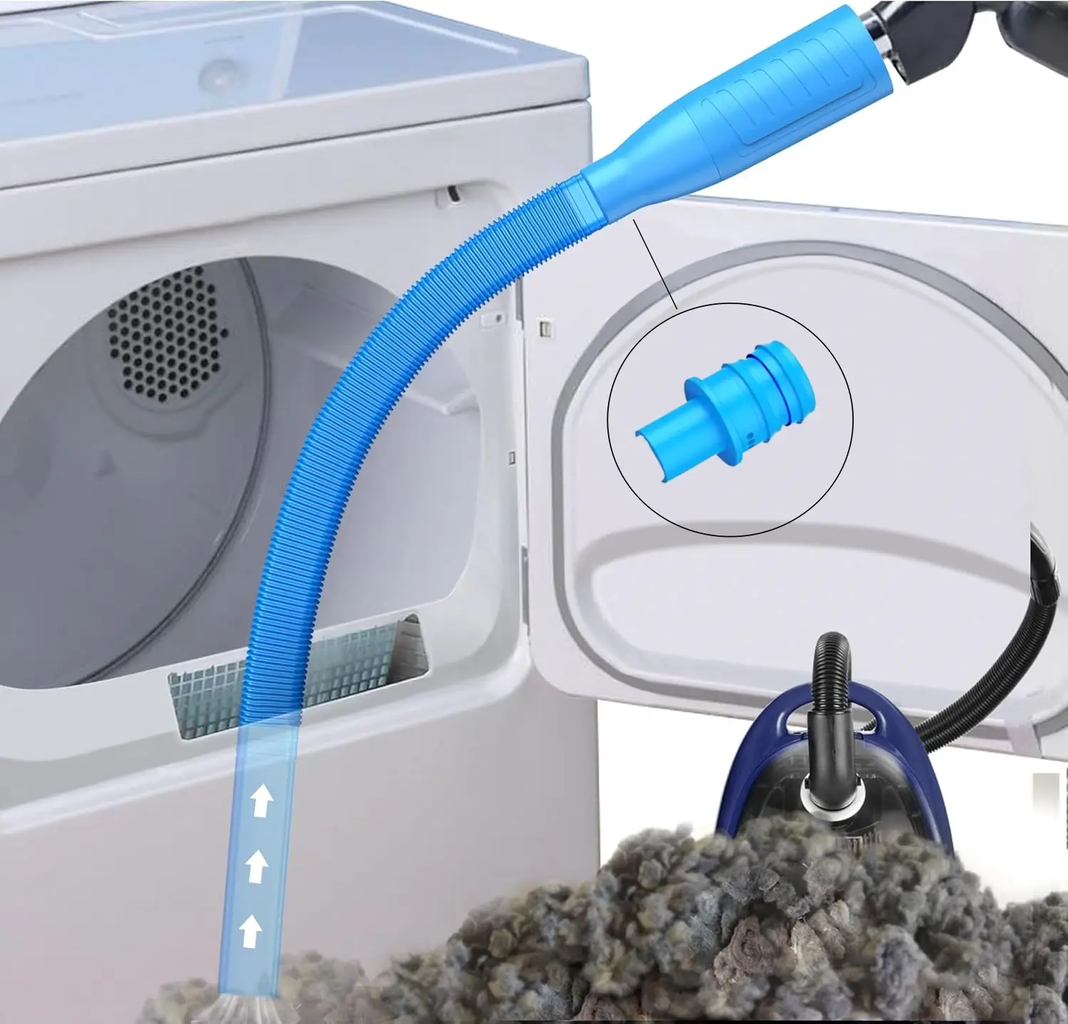 Dryer Vent Cleaner Kit Vacuum Attachment - Household Dust Removal Tool, V1 Lint Remover, Power Washer, Vacuum Hose & Multi-Combination Dryer Maintenance Cleaning Tools for Quick Lint Removal