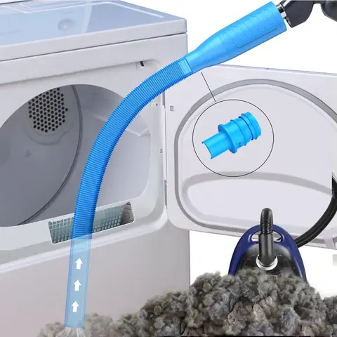 Dryer Vent Cleaner Kit Vacuum Attachment - Dust Removal Tool, V1 Lint Trap Remover, Power Washer, Brush & Long Nozzle Vacuum Accessories, Round/Flat Heads, Hose, Multi-Combination Tool for Handle Connection, Reaches Narrow Crevices