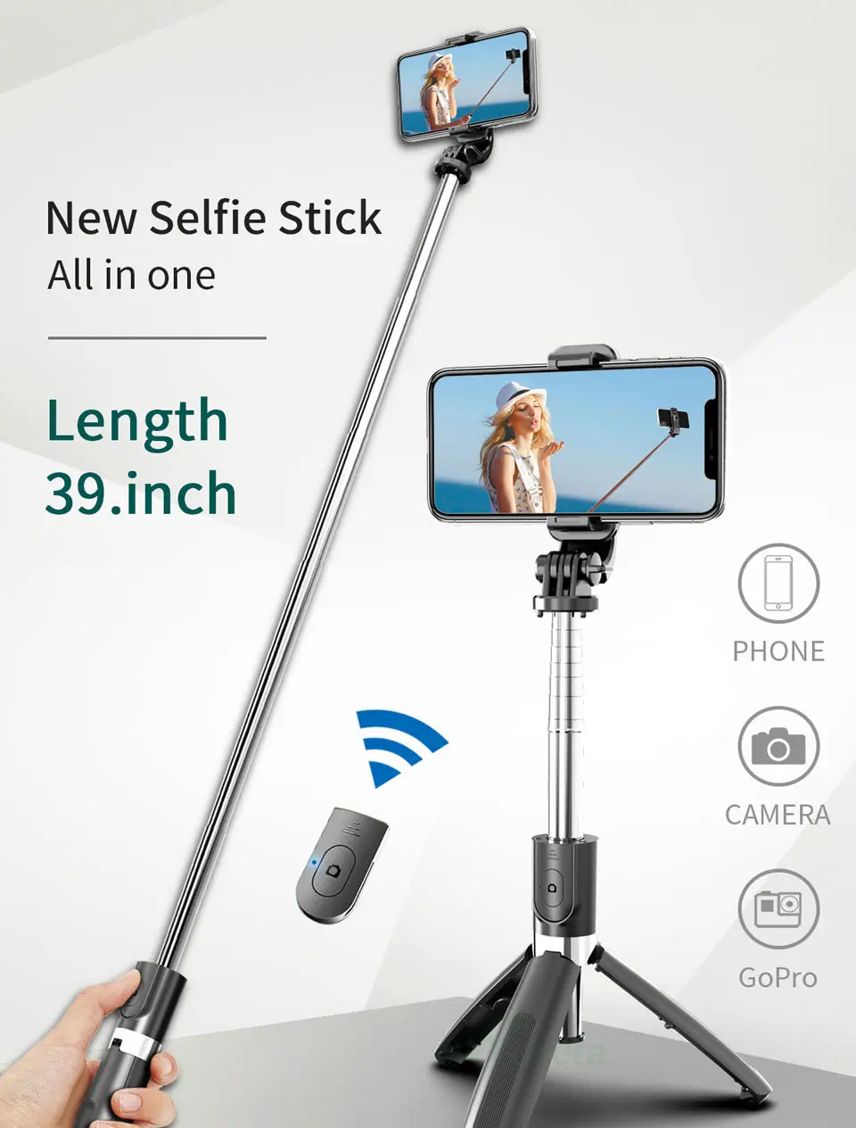 Bluetooth selfie stick wireless remote control