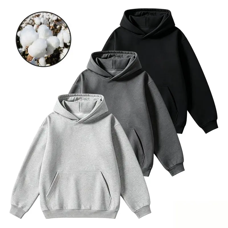 JOGWAVE Men's Hoodies - Plain, Regular Cut Long-Arm Streetwear Clothing, Soft Breathable Cotton Blend Pullover, Machine Washable, Outdoor Urban Style Top (Black, Gray)