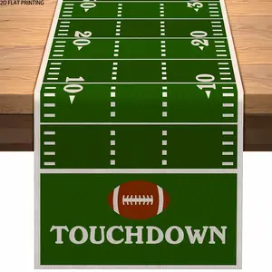 2D flat printing, 1-piece tablecloth, American football field tablecloth, boys' sports rugby birthday party decoration, kitchen dining room home desktop decoration, room decoration