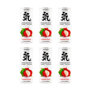 Chi Forest Lychee Sparkling Water, 6-Pack Cans, 330ml Each - Zero Sugar, Zero Fat, Zero Calorie Refreshing Drink