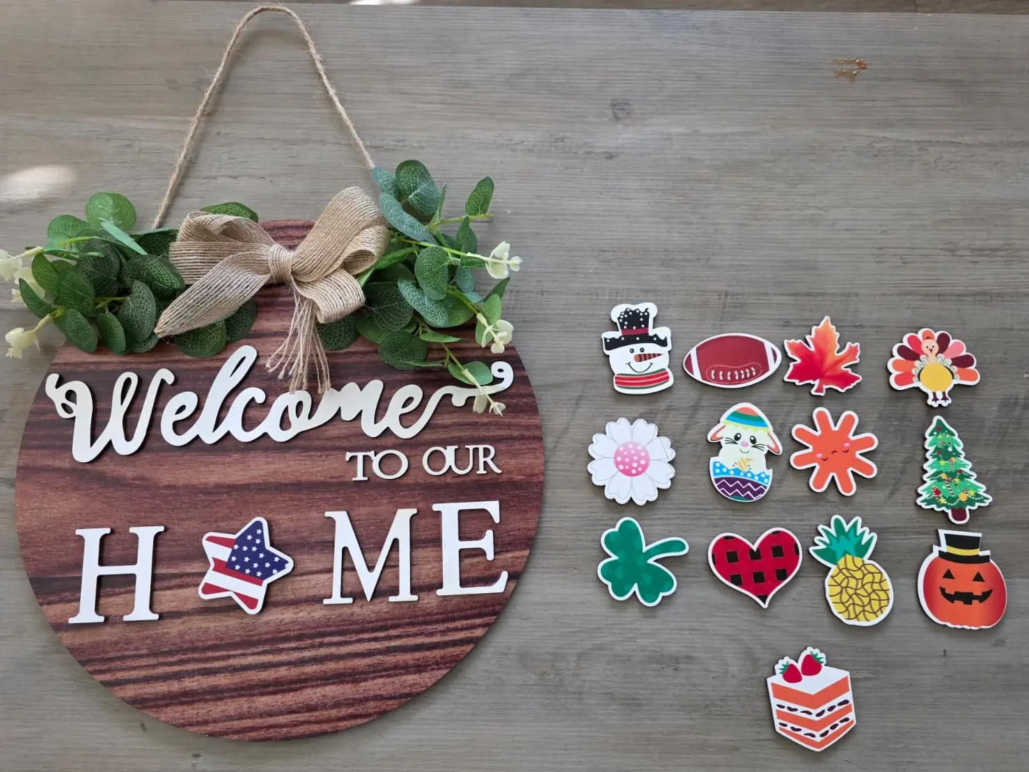 Welcome Home Sign Seasonal Front Porch Door Decor With 21 Changeable Icons