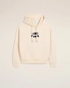 AMI PARIS Beige Cotton Hoodie With Ami Paris Patch Unisex Apparel