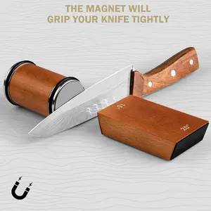 Portable Rolling Knife Sharpener - Perfect  Every Time with Kitchen Knife Sharpener, Knife Sharpening Kit - Knife Sharpener with Multi-Angle Magnetic Roller (15° & 20°)Wooden Handle Knife Sharpener, for Home Outdoor Camping sharpening  Gadgets sharp