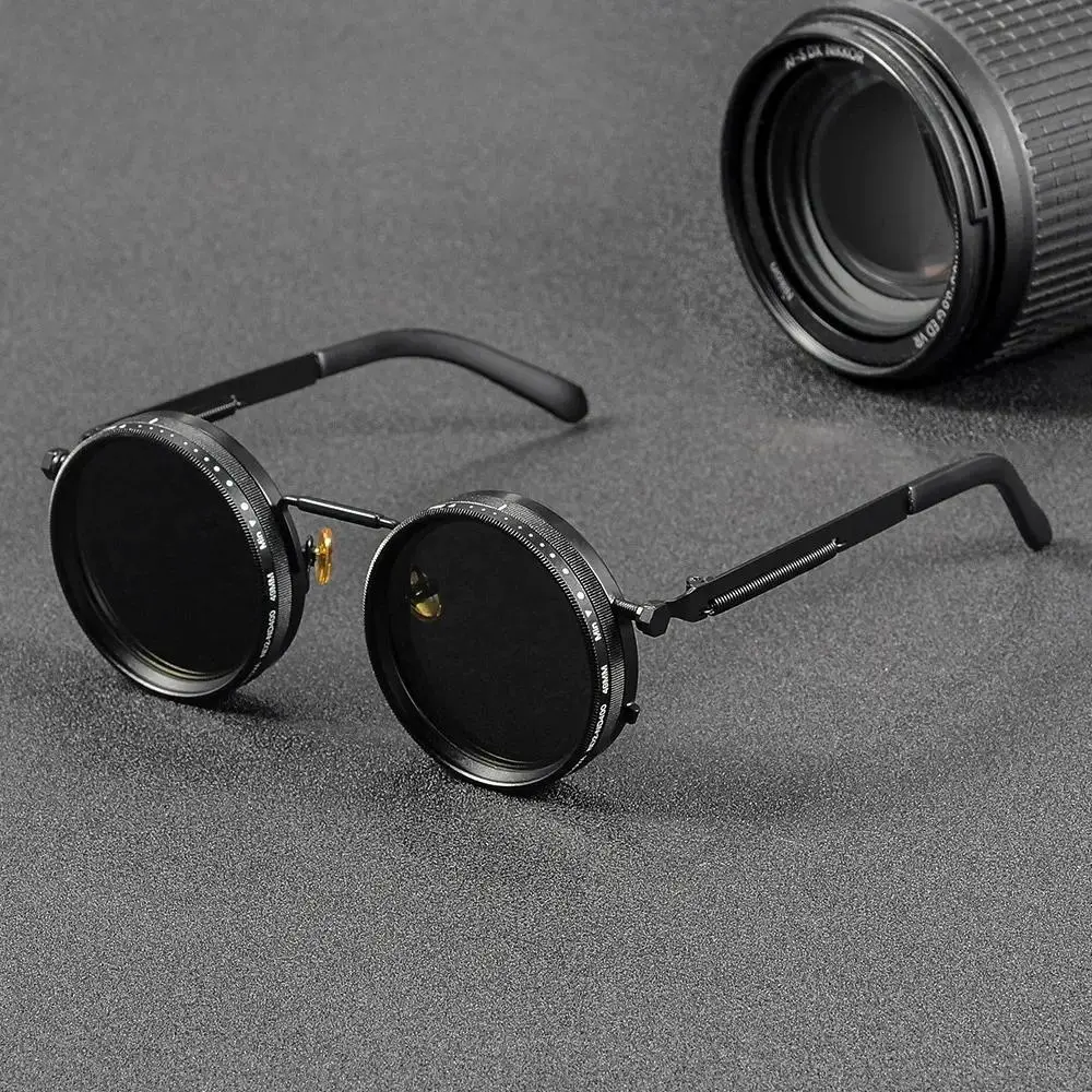 Polarized Round Punk Style Sunglasses Adjustable Dimming Men Women Retro Punk Men's Fishing Eyeglasses Outdoor Shades UV400
