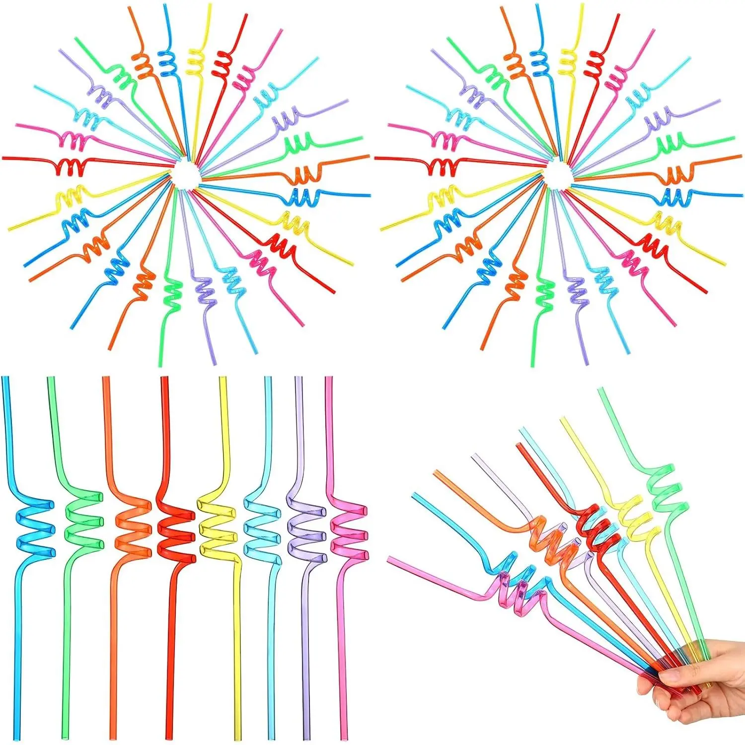 160 count Crazy Silly Straws Bulk Reusable Twisty Straws Colorful Bendy Straws Plastic Drinking Straws for Family or Party Use,  Adults Birthday Party Wedding Carnival Activities Cocktail