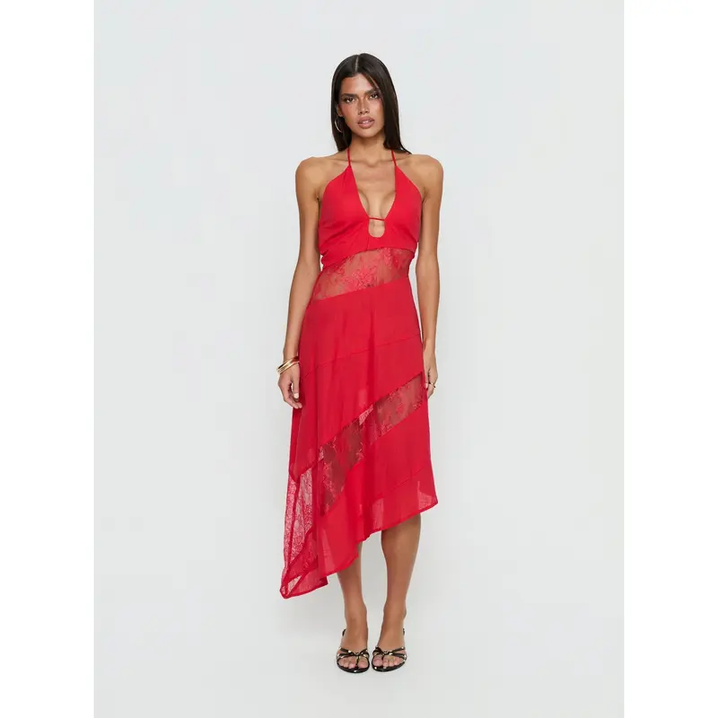 Shaya Asymmetric Scarf-Detail Midaxi Dress in True Red - TikTok Shop Shaya Asymmetric Scarf-Detail Midaxi Dress in True Red - TikTok Shop