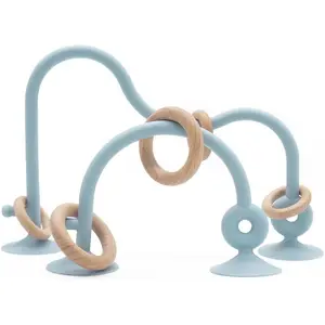 Educational Toys For Infant Toddlers, High Chair Toys With Suction Cups For Toddlers 0-6 M+ Food Grade Silicone Teething toy For Toddler 6M+, Parent-Child Baby Toy Set 12 18 M+ (Dusty Blue)