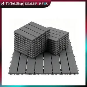 Zugelan Interlocking Deck Tiles, 44-Pack 12"x12" All-Weather Waterproof Click-Parquet Deck Panels for Outdoor Patio, Balcony, Pool Area & Indoor Area