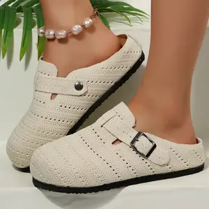 Breathable Knitted Sandals Clogs for Women, Buckle-Accented Slip-On Shoes - Ideal for Casual & Daily Wear