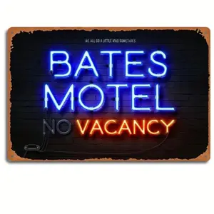 Bates Motel Neon Aluminum Sign, Nostalgic Wall Art for Man Cave, Basement, Bar & Tavern, Garden Decoration Supplies