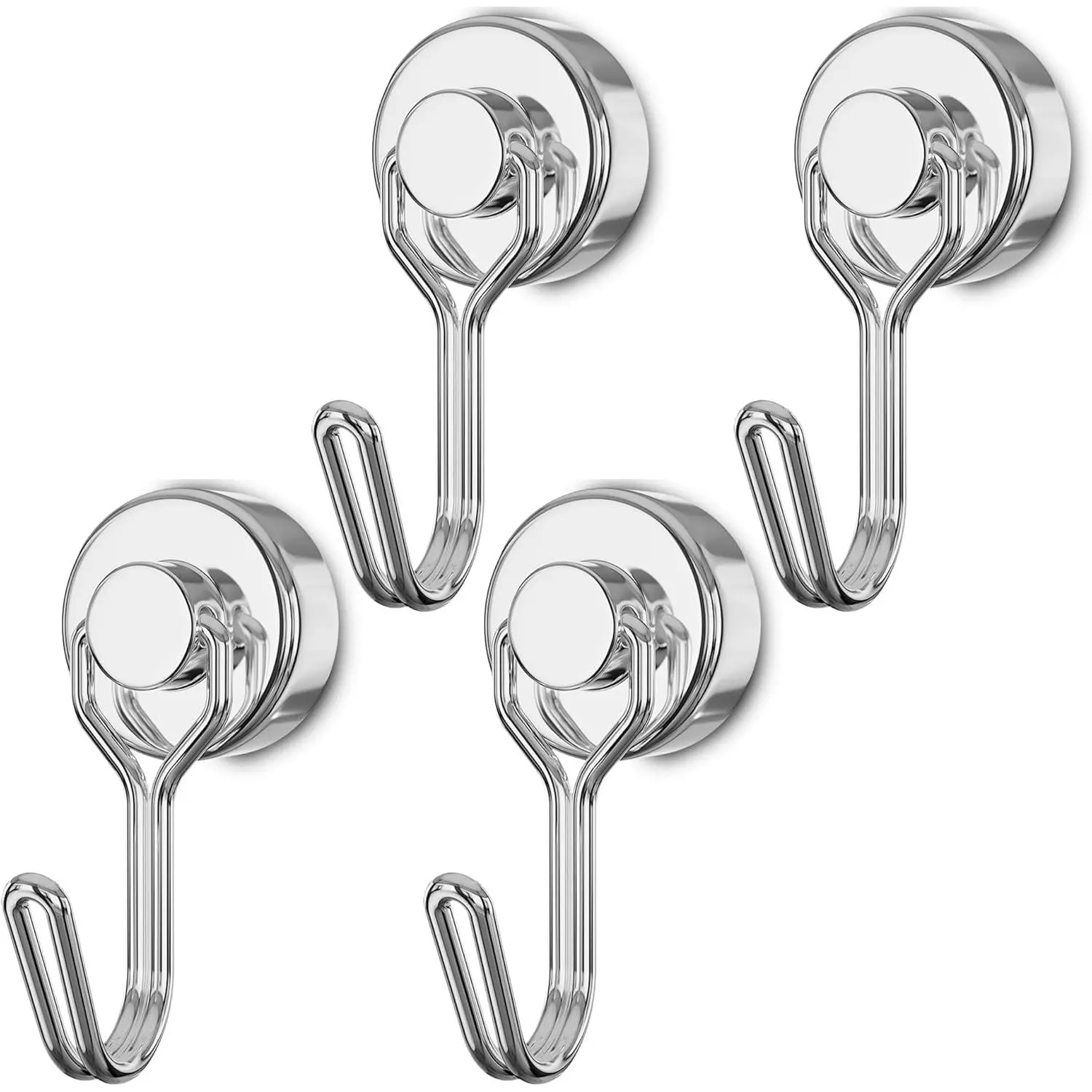 4 Pack Magnetic Hooks, Strong Suction Magnet Hooks Up To 30 Pounds, Anti Rust Multi Functional Hanging Hooks For Indoor Outdoor Daily Use, Ideal For Fridge, Oven, Tools, Kitchen Supplies, Keys And Household Organizing