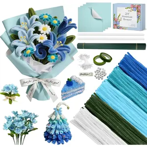 630 count Pipe Cleaners Craft, Blue Pipe Cleaners Bulk with 5 Color Chenille Stems for Flower Kit Pastel  Fuzzy Sticks for Craft DIY Art Party Decorations