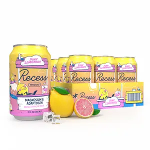 Recess Mood Magnesium & Adaptogen Drink, Relaxation Beverage, 12 ounce (Pink Lemonade, 12 pack)