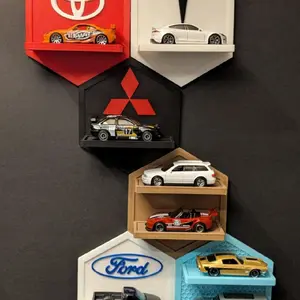Hexagonal display shelves for 1:64 scale diecast models