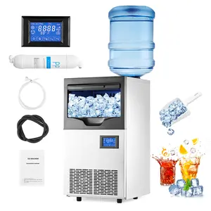 Commercial Stainless Steel Ice Maker, 100lbs Daily Output with 33lbs Storage Capacity, Self-Cleaning Under Counter Freestanding Design, Perfect for Outdoor Home Kitchens Bars Cafes Restaurants & Beverage Service