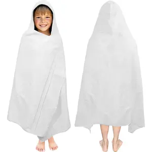 ORIGINAL KIDS Hooded Bath Towel Wrap - Ultra Soft 100% Cotton Terry Large Oversized Hooded Kids Towel - Toddler Big Kid Shower Pool Beach Towel - Absorbent Quick Dry Easy Care Gift - 30 x 54 - White
