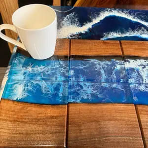 Ocean Art Coasters Kit - Set of 6 Epoxy Resin Coasters with Ocean Art Design, 5.5” x 5.5”, Unique Handcrafted Wave Patterns