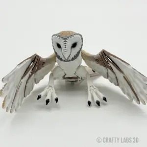 3D Printed Owls - Articulating Wings - Limited Edition Rainbow and Realistic Colors - Large and Small Decor Set