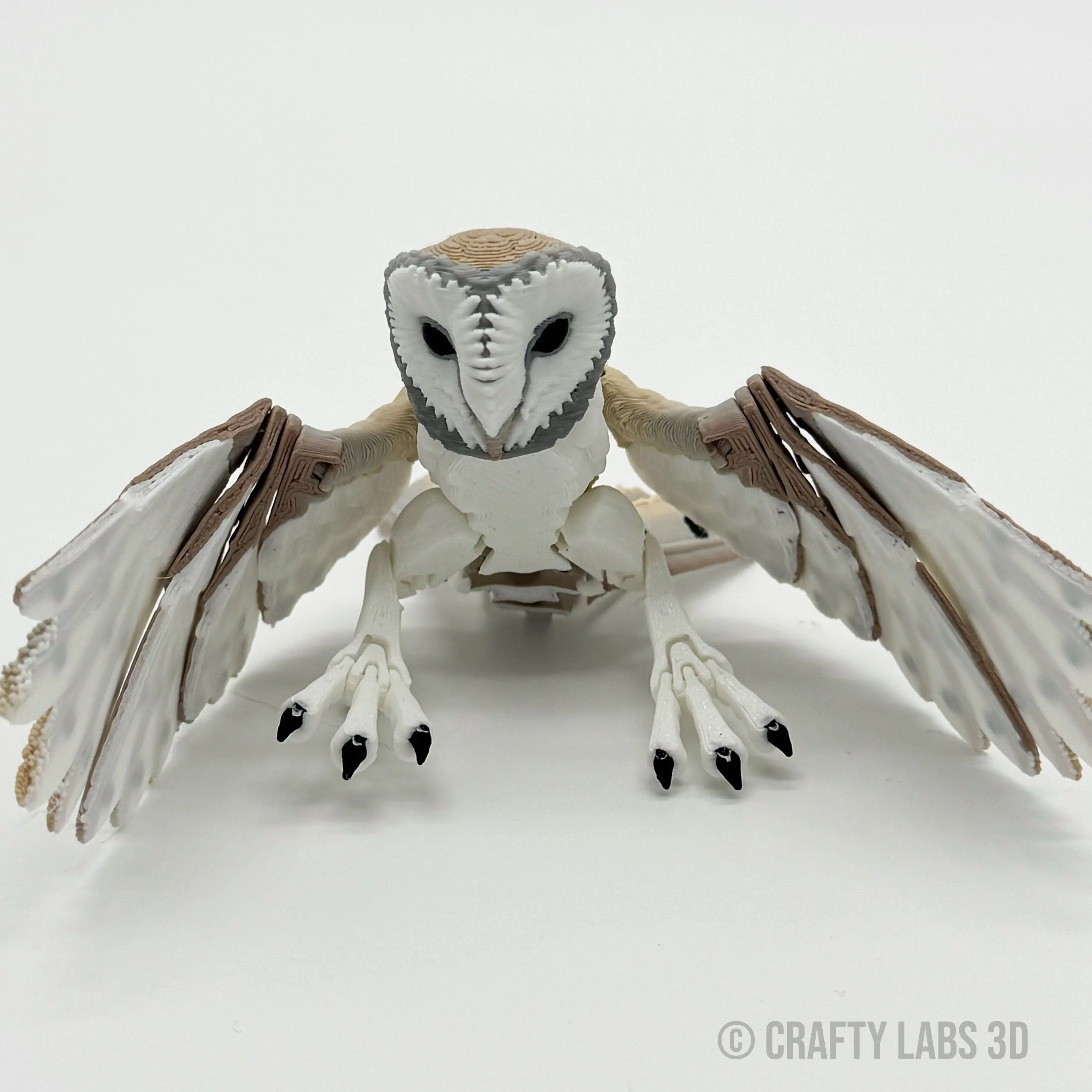 3D Printed Owls - Articulating Wings - Limited Edition Rainbow and Realistic Colors - Large and Small Decor Set