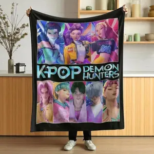 K-pop Demon Hunters Blanket Movie Blanket - Kpop Demon Hunters Inspired Blanket - Gift For Her Gift For K-Pop Fans,Zoey,Mira,Rumi,Huntrix,Sajaboys,Gift For Kids, Gift For Men & Women, KPOP Demon Hunters Merch