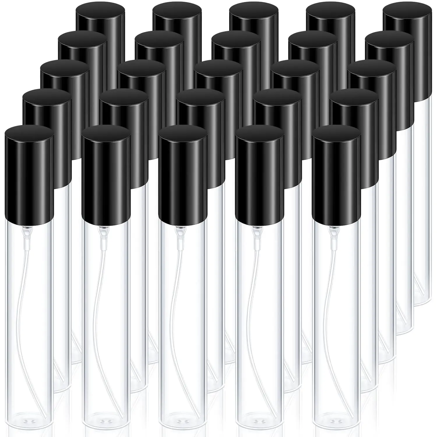 25 Pcs 15 ml Black Glass Refillable Perfume Bottles for Travel Portable Empty Perfume Atomizer Sprayers Mini Sample Fragrance Containers