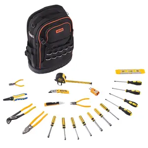 VEVOR Tool Backpack with Tools, TikTokShopBlackFriday, 65 Pockets, Heavy-duty Tools Storage Organizer Bags with Laptop Compartment & Molded Base, Electrician Jobsite Backpack for Electrician, Repairman, and HVAC Techs