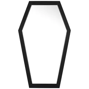 Coffin Mirror - Gothic Decorations for Bedroom,Living Room or Bathroom - Hooks Included - Large and Sturdy - Wooden Wall Mirror - Black - 20x12 inches Glass Brush mirror full length Gift Hanging
