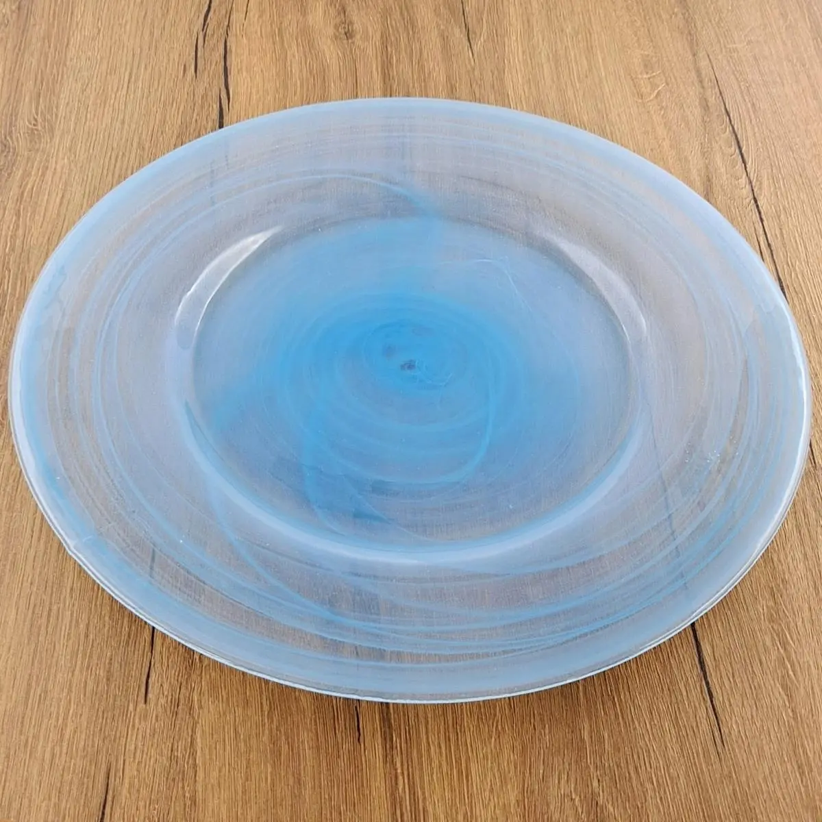 Glass Charger Plates, 13 in. Aqua Color - Set of 4