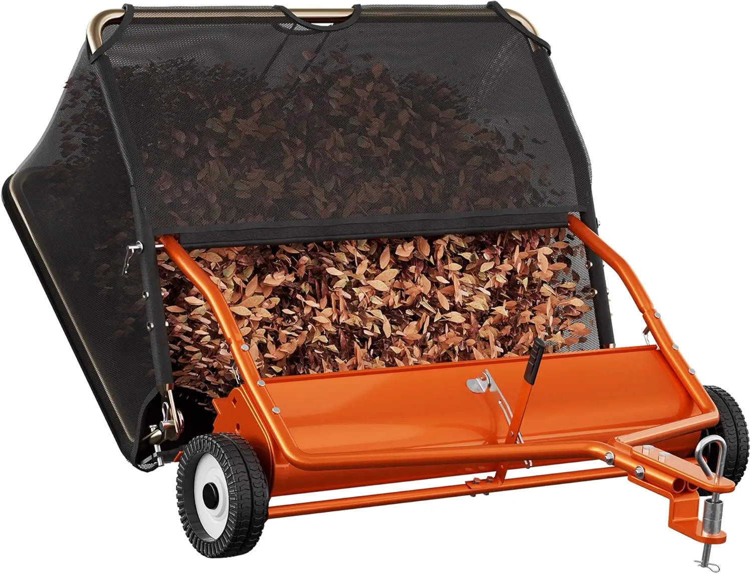 42" Lawn Sweeper Tow Behind - Pull Behind Grass Sweeper with 18.55 cu. ft Large Hopper, Heavy Duty Leaf & Grass Collector, Adjustable Brush Height Lever and Dumping Rope, Lawn and Yard Cleanup Tool