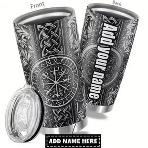 Viking Norse Tumbler Custom Name, Nordic Warrior Gift Cup, Celtic Rune Viking Style Mug